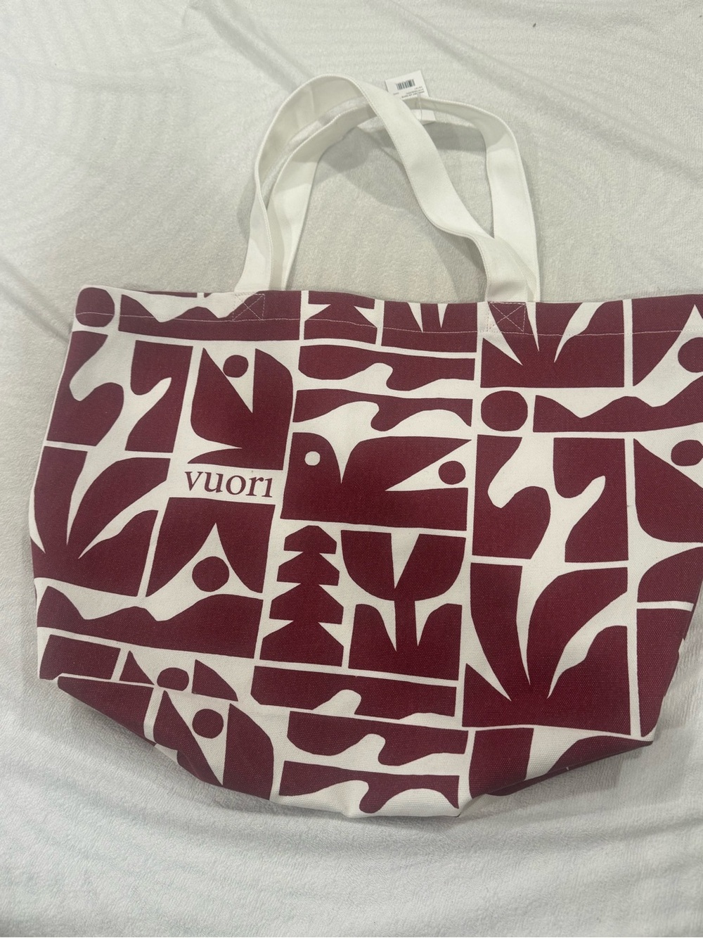 Vuori Maroon & White Graphic Pattern Tote